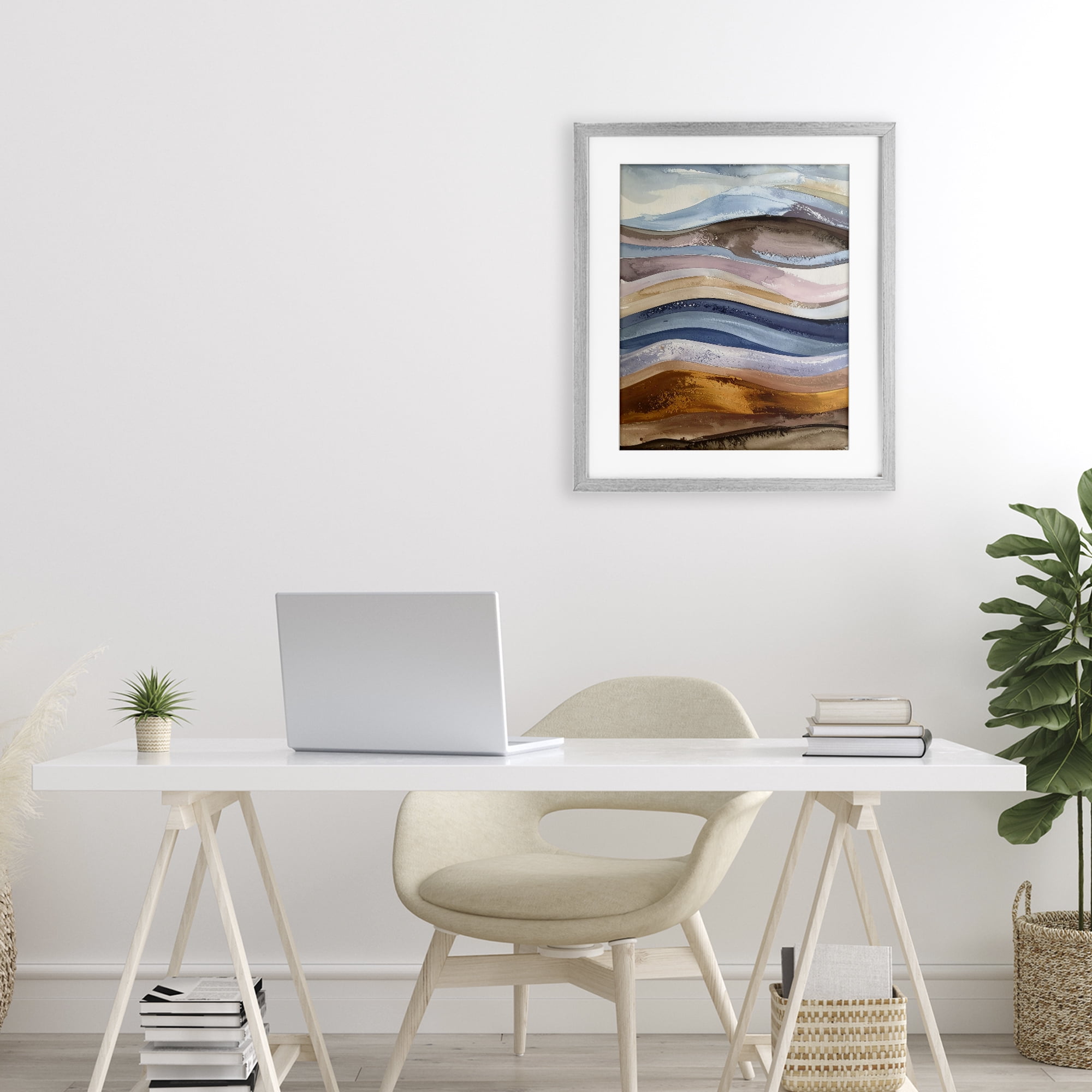 Stupell Industries Ocean Flow Layers Gray Framed Print Under Glass, design by Alonza Saunders
