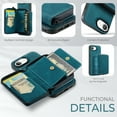 thumbnail image 6 of For iPhone 16e Case, Detachable 2 in 1 PU Leather Zipper Wallet Case for Women Men with RFID Blocking Removable Card Holder Slot Magnetic Closure Shockproof Protective Phone Cover,Blue, 6 of 7