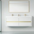 thumbnail image 4 of 60" Vanity Sink, Stone Resin Countertop, Soft Close, Glossy White, Neatly Organize Essentials 24v15-60dgw Bathroom Storage Cabinet With Modern, 4 of 7