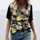 thumbnail image 3 of Camiseta informal para mujer con estampado floral y cuello en V, manga corta, jersey, blusa, tops Fridja  bn6041, 3 of 5