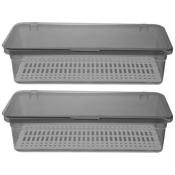 WORGEOUS Bandeja para cubiertos, organizador de cajones de cocina con tapa, contenedor de utensilios, 2 uds.