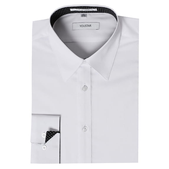 FashionOutfit Men's Slim Fit Contrasting Trim Cuff and Collar Shirt