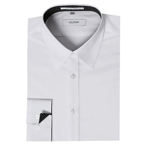 FashionOutfit Men's Slim Fit Contrasting Trim Cuff and Collar Shirt