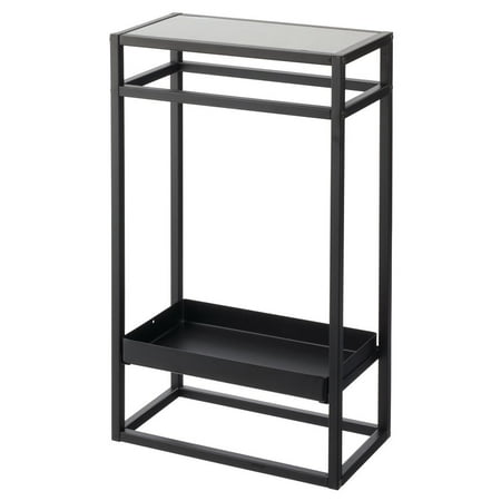 mDesign Modern Narrow Toilet Paper Roll 2-Tier Holder Stand - Matte Black/Gray