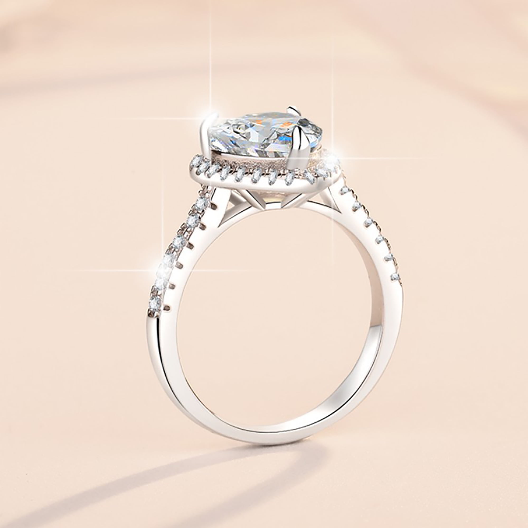 Zhx Exquisite Women's 925 Sterling Silver Floral Ring Proposal Gift Two Tone Diamond Jewelry 18K Rose Gold Vine Flower Bridal Engagement Rings Wedding Band Size 6-10 (10) Price In Saudi Arabia