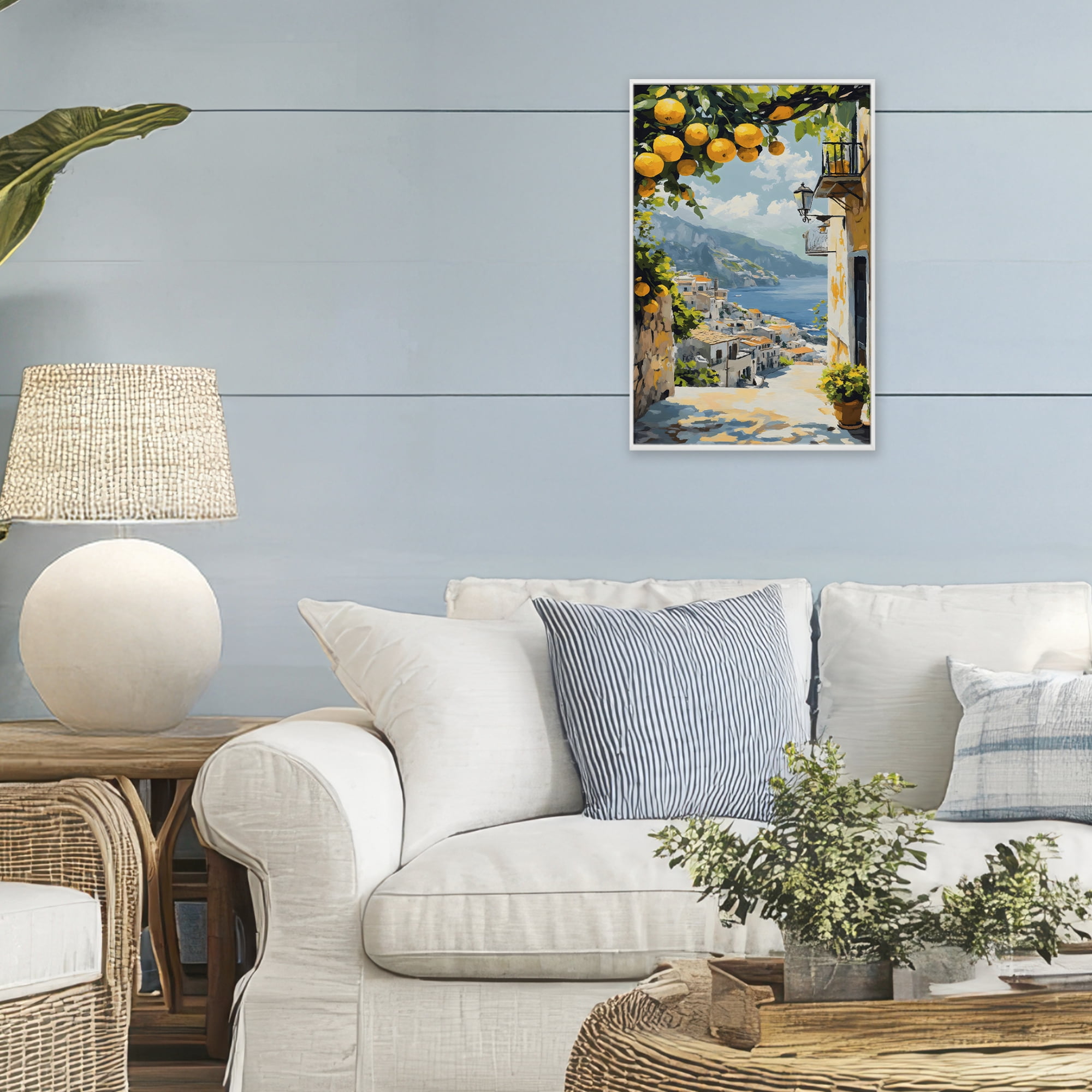 Stupell Industries Lemon Tree Overlooking Coast White Framed Giclee Art, design by Creative Studio