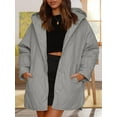 thumbnail image 4 of Women Long Diamond Quilted Hooded Jacket,Fashion Winter Coat Oversized Baggy, Warm Long Sleeve Jackets Grey XL, 4 of 7