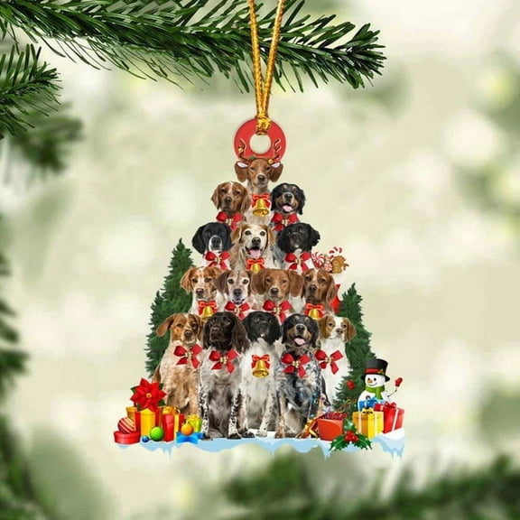 Acrylic 2D FLAT Brittany Dog Christmas Tree Ornament Dog Gifts Acrylic Ornament Dog Gifts Acrylic Ornament