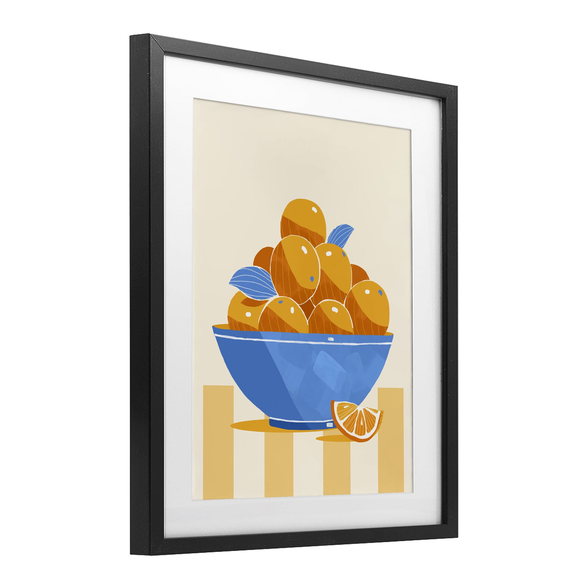Stupell Industries Orange Citrus Bowl Striped Black Framed Print Under Glass, design by Lucca Sheppard