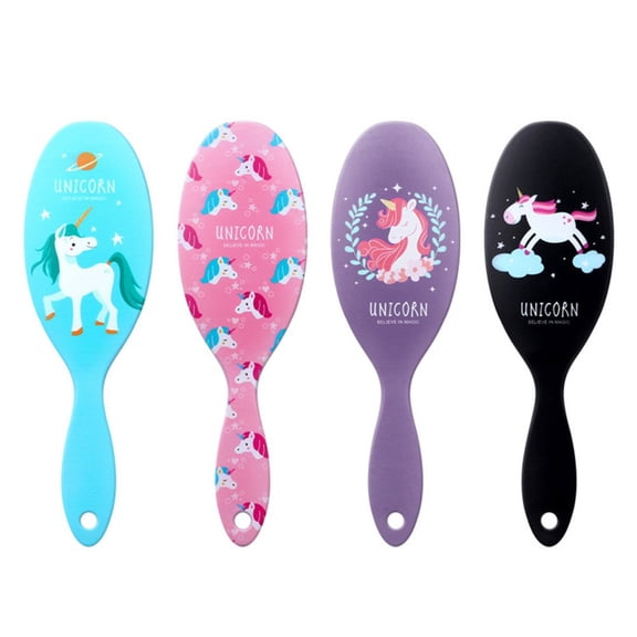 Abaima 4 Pack Toddler Hair Brush, Unicorn Baby Hair Brush, Small Hair Brush for Kids, Travel Detangler Brush for Straight Curly Thick Hair, Cute Mini Travel Brush with Air Cushion for Little Girls