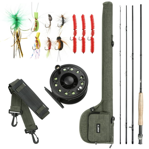 9' Fly Fishing Rod and Reel Combo with Carry Bag 10 Flies Complete Starter  Package Fly Fishing Kit Green-28010-TA5