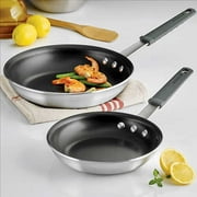 Tramontina 2-piece Fry Pan with Non-stick Silicone Grips Heavy-gauge Aluminum  Set Includes 8 inch and 10 inch Frypan No