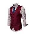 thumbnail image 2 of MAWCLOS Gilet de Costume pour Homme Gilet à Col en V Veste de Couleur Unie Gilets Mode Vacances Sans Manches Manteau Bordeaux TP, 2 of 7