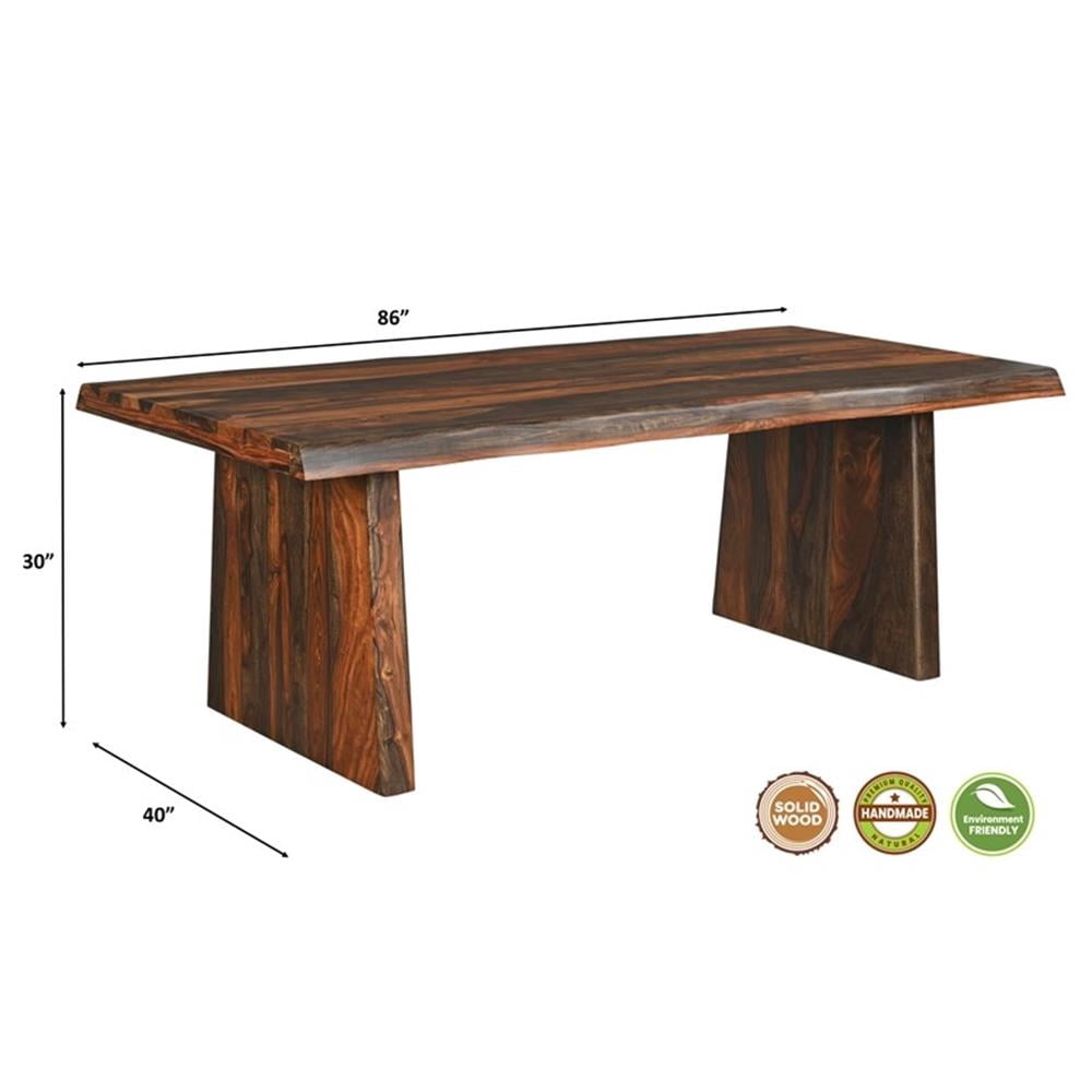 Pemberly Row 86" Live Edge Solid Wood Dining Table in Dark Brown