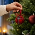 thumbnail image 6 of Ratfeit Plaid Christmas Ball Ornaments, Tartan Fabric Wrapped Hanging Baubles With Velvet Ribbon Bow for Holiday Tree, Wreath, Winter Party Decor, Red, 6 of 7
