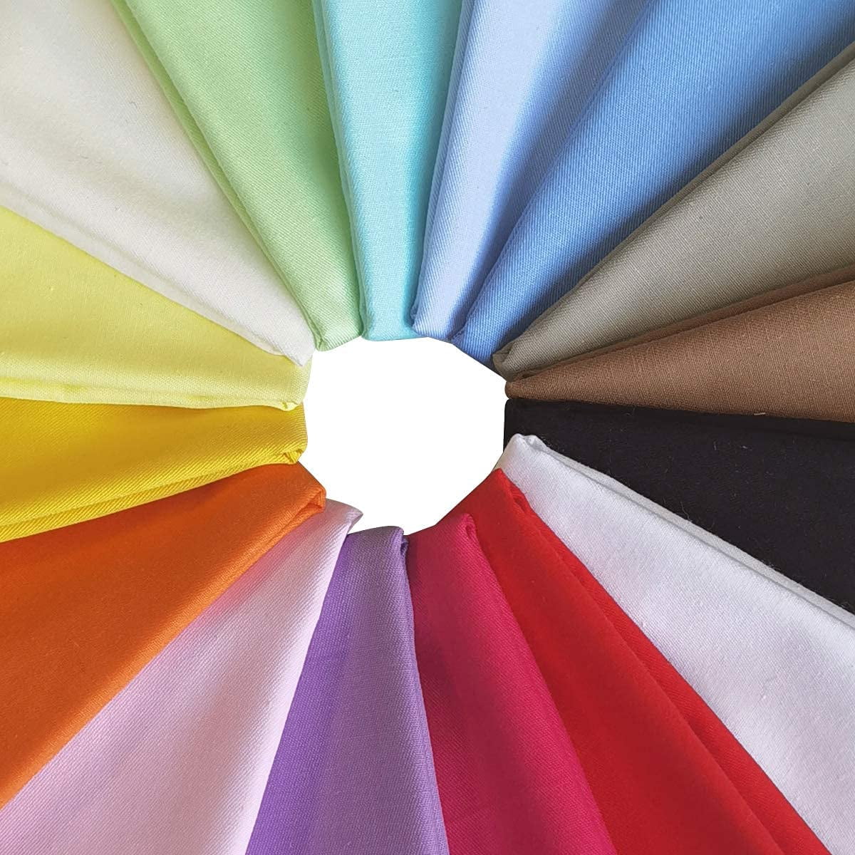 16pcs 16 x 20 inches Cotton Fabric Premium Solid Precut Fabric Pure Quilting Fat Quarter Bundles Patchwork for Sewing DIY Craft