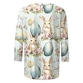 thumbnail image 4 of LangJing Womens Easter 3/4 Sleeve Crew Neck T-Shirts Cute Bunny Eggs Printed Tees Shirt Plus Size Loose Fit Pullover Green XXXXXL, 4 of 6