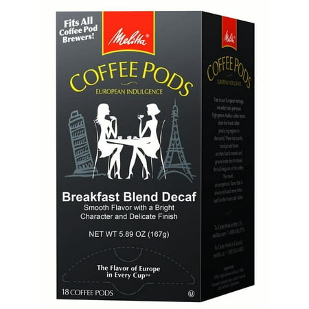 Melitta Decaf Breakfast Blend Coffee Pods for Senseo & Hamilton Beach Brewers, 18 ct