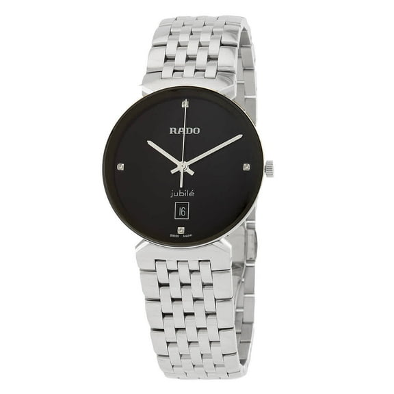 Rado Florence Swiss Quartz Stainless Steel Strap, Silver, 20 Casual Unisex Watch (R48912713), Black