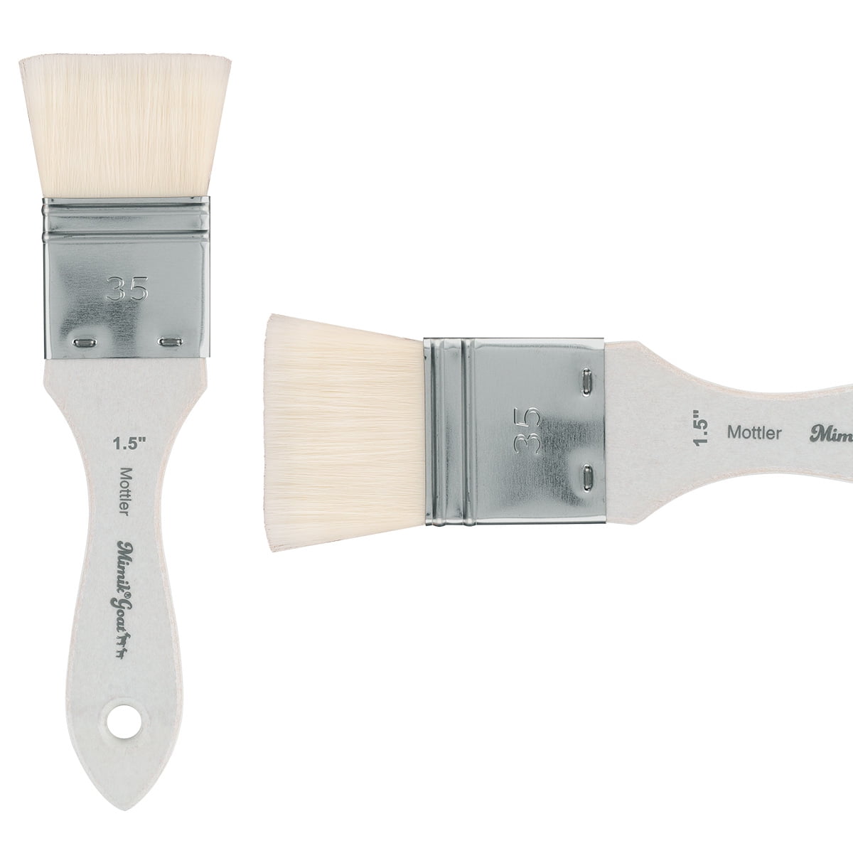 Mimik Synthetic Goat Hair Mottler Paint Brush 1.5" - Short Handle Flat Watercolor Brush- Soft, Absorbent, Synthetic Paint Brush for Watercolor, Oil & Acrylic- Rust-Proof Ferrule- Handmade in Germany