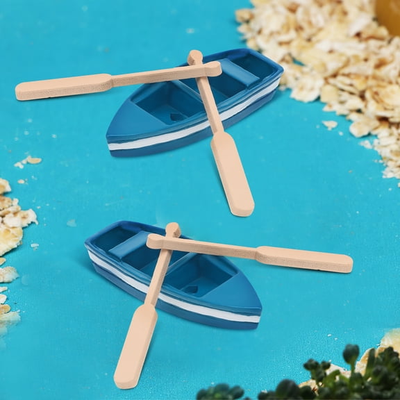 Luxshiny 6 Pcs Miniature Nautical Figurines Blue Row Boat Model Assorted Color DIY Craft for Craft Lovers