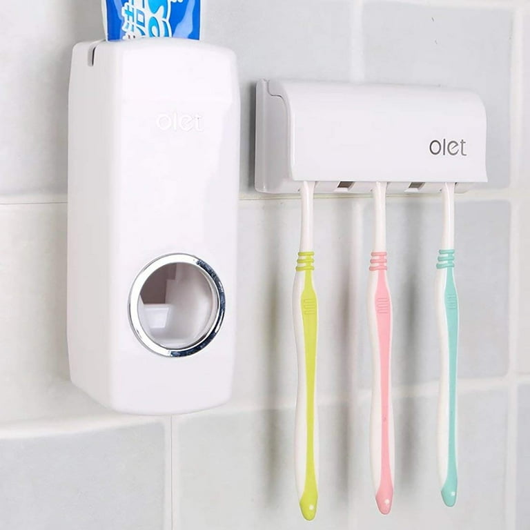 Coolmade Automatic Toothpaste Dispenser with Wall Mount Toothbrush Holder  Toothpaste Squeezer with 5 Brushes Set Kids Hands Free Toothpaste Dispenser  for Shower Bathroom Sink (White) - Walmart.com