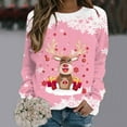 thumbnail image 2 of Fiaer Christmas Sweatshirts for Women Crew Neck Deer Cute Funny Graphic Xmas Pullover Plus Size Baggy Trendy Long Sleeve Tops Pink XXL, 2 of 4