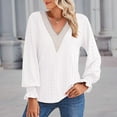 thumbnail image 5 of Ohufall Womens Tops, Women's Fashion Casual Spring Summer Long Sleeve V-Neck Blouses & Shirts Womens Fashion, 5 of 8