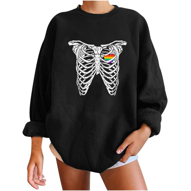 Sudaderas con capucha estampadas de manga larga informales para mujer a la moda de Halloween Fridja ghj987+396