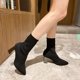 thumbnail image 1 of Moda 2022, botas elásticas tejidas para mujer, zapatos de tacones altos de 7cm, tacones bajos de bloque, punta estrecha, baile de graduación, botines sexis marrones y Beige40 Gao Jinjia LED, 1 of 2
