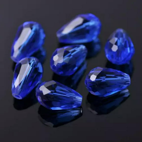 U8MO Teardrop Faceted Crystal Glass Loose Crafts Beads lot 5x3 7x5 12x8 15x10 18x12mm-107# Blue-12x8mm (30pcs)