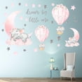 thumbnail image 4 of Pegatinas de pared con forma de elefante, globo aerostático, luna rosa, estrellas, vinilo artístico de animales para habitación infantil, decoración del hogar, 4 of 8