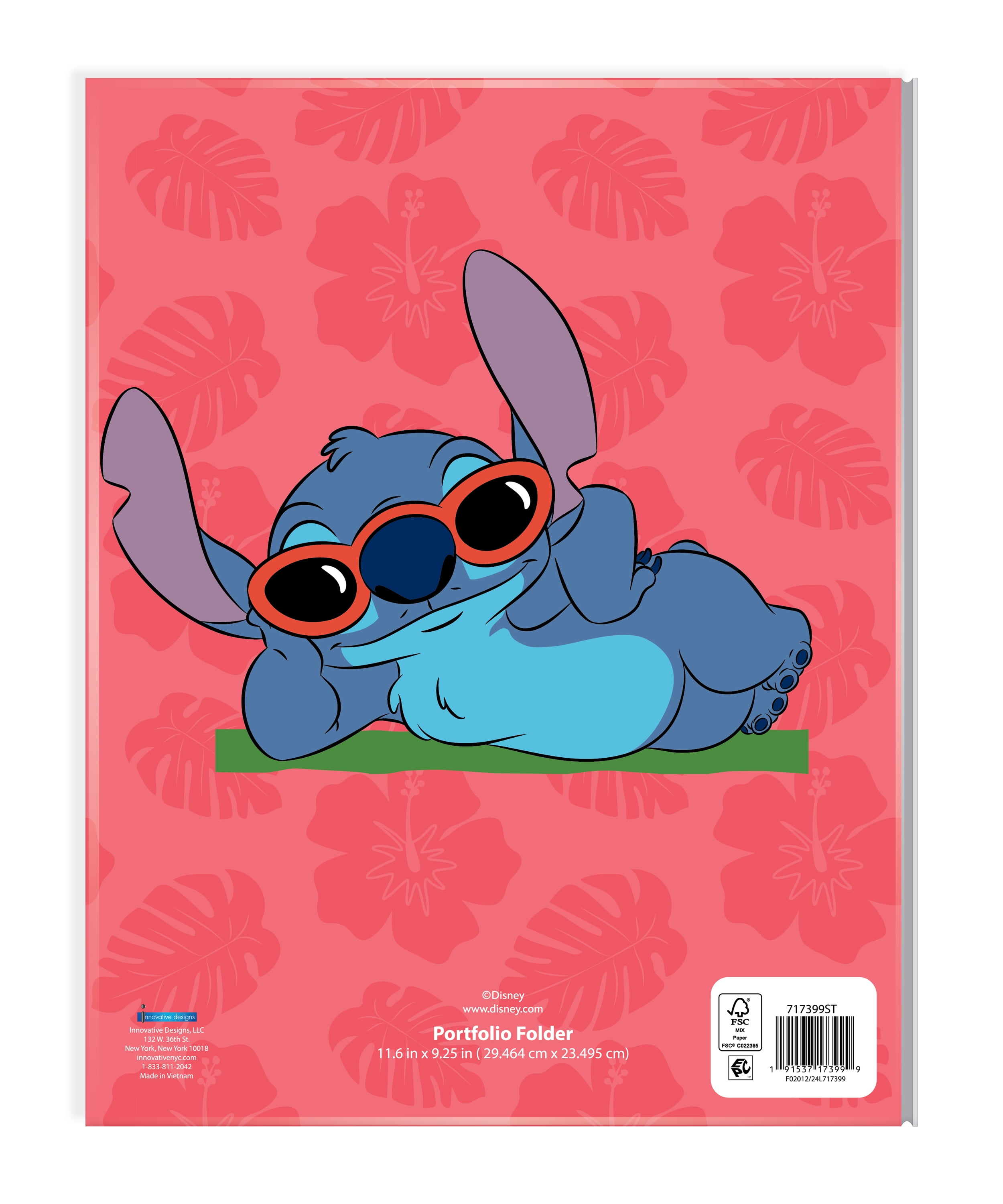Disney Stitch 2-Pocket Paper Folder with 3 Prongs, 9.25" x 11.6", for Students