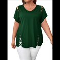 thumbnail image 2 of Blusas Tipo Túnica de Corta para Mujer, con Escote en V Recortado, Elegantes, Informales, Holgadas y Largas Verde Oscuro XL, 2 of 7