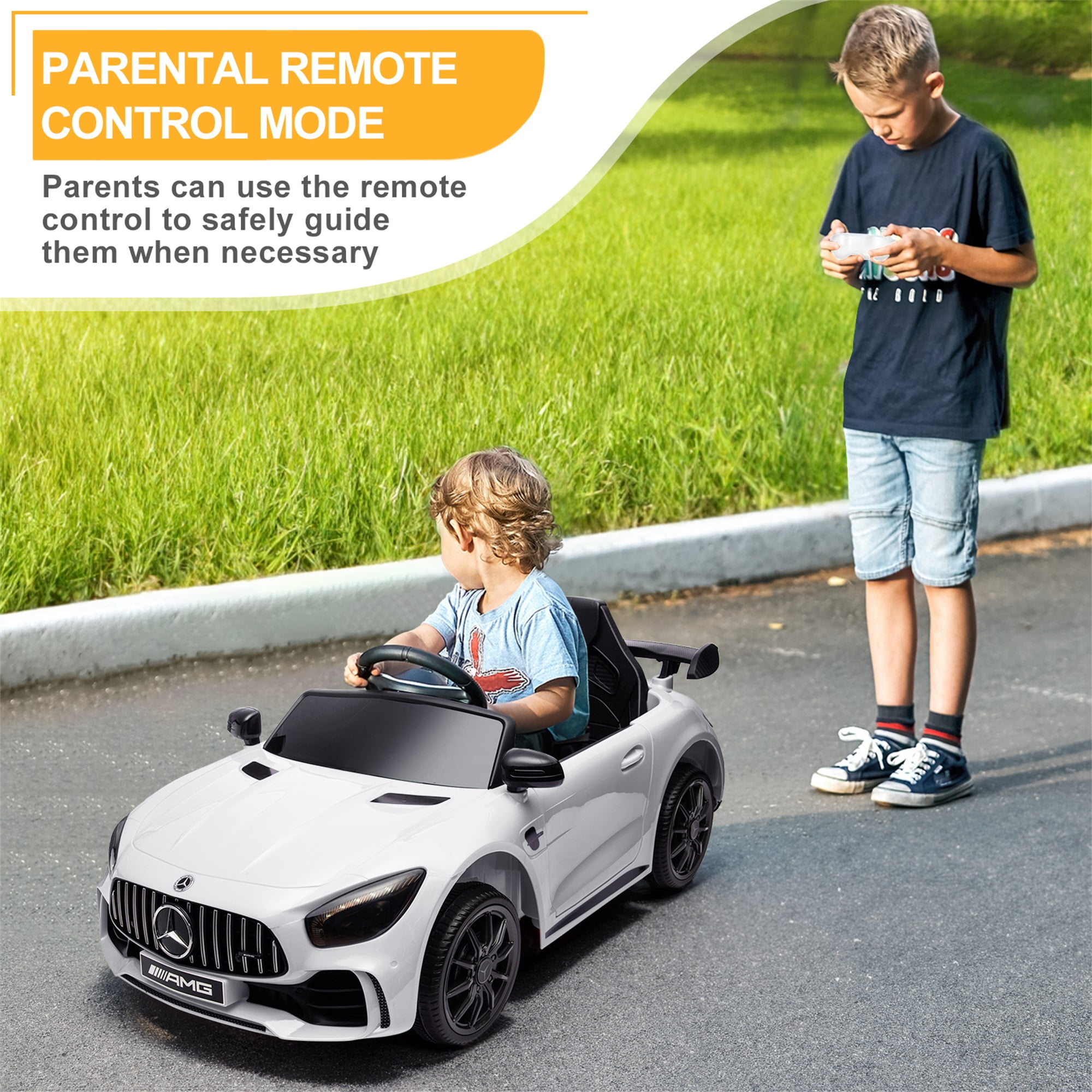CIPACHO Electric Cars for Kids, 12V Battery Powered Ride On Car with Remote Control, LED Lights, MP3 Player, 3 Speeds, Best Gift for Boy, Girls, White