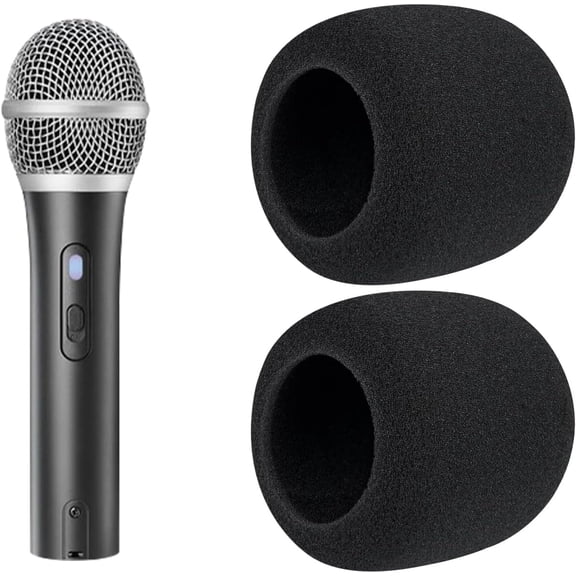 SOULWIT 2Pcs Microphones Pop Filter for Audio-Technica ATH ATR2100x-USB Cardioid Dynamic, Protective Mic Cover Windscreen Foam - Black