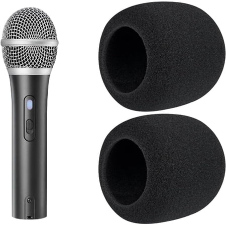 SOULWIT 2Pcs Microphones Pop Filter for Audio-Technica ATH ATR2100x-USB Cardioid Dynamic, Protective Mic Cover Windscreen Foam - Black