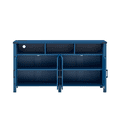 thumbnail image 4 of Hassch Sideboard Buffet Cabinet with Charging Station, Farmhouse Kitchen Cabinet with 4 Barn Doors, 59" Coffee Bar Cabinet with Adjustable Shelves for Dining Room, Hallway, Entryway, Navy Blue, 4 of 10
