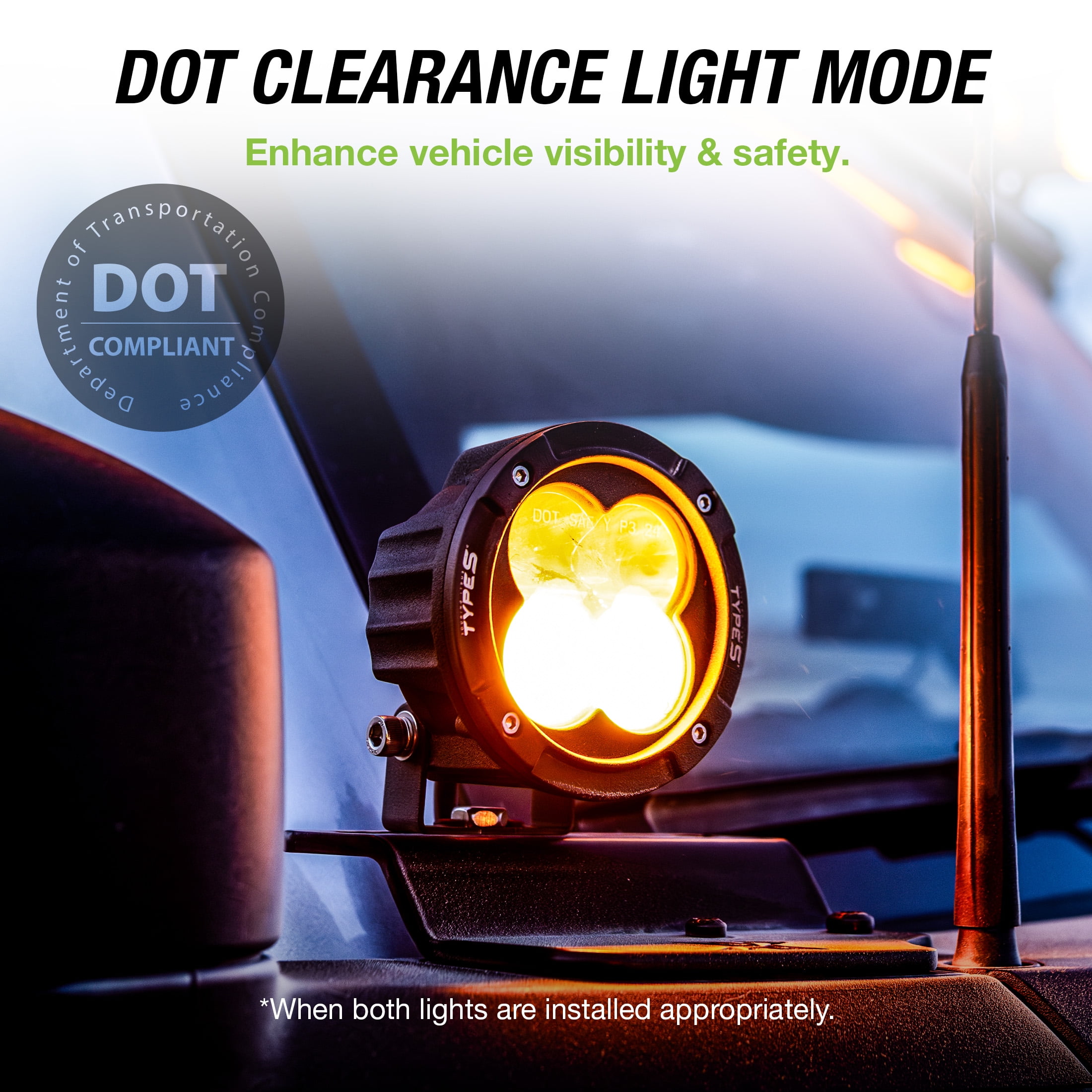 TYPE S Elevate 3.5 inch Spot Beam Round Pod Light Set and Harness Kit - DOT Compliant - 4,360 Total Raw Lumens, Waterproof, Die-Cast, Off Road Lights, Truck, Jeep, UTV, ATV, SUV, 2 Pack