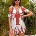 thumbnail image 3 of Hand Drawn Lobster Logo Womens Summer V Neck Zipper Top Short Sleeve T Shirt Off Shoulder Top Casual Classy Loose Shirts, 3 of 7