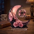 thumbnail image 4 of 8 Inch Pink Moon and Bat Halloween Table Decor, Spooky Home Centerpiece Sign, 1 Set, 4 of 5