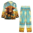 thumbnail image 3 of SEANATIVE Highland Cow Pajama Set Tops and Pants Size 2XL Sunflower Long Sleeve Pjs for Men Daily Loungewear Clothes Sleepwear with Pockets Soft Button Up Pajamas for Men, 3 of 6