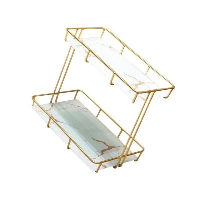 kurtrusly Rack de Rangement Multi-Couches Boîte de Rangement Parfum Bijoux Panier L Double Couche Blanc 1Set