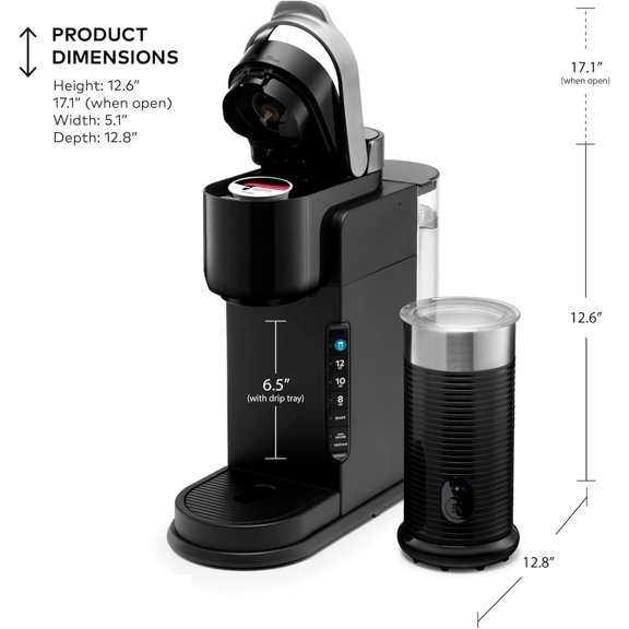 Café Barista Bar Single Serve Coffee Maker & Milk Frother | Brews Lattes, Cappuccinos, Coffee | Dishwasher Safe Parts | Energy Efficient | Matte Black