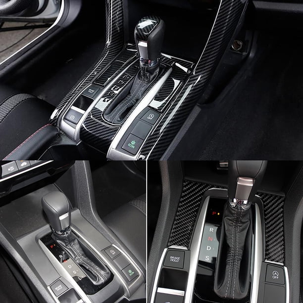 Pegatina para palanca de cambios, 2 piezas de fibra de carbono auténtica para decoración interior de coche, embellecedor para panel de cambios, funcionalidad inteligente