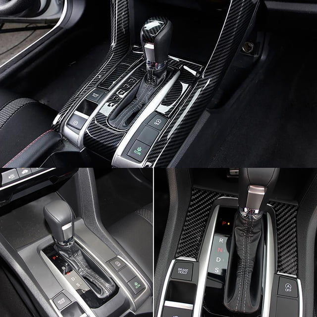 Pegatina para palanca de cambios, 2 piezas de fibra de carbono auténtica para decoración interior de coche, embellecedor para panel de cambios, funcionalidad inteligente