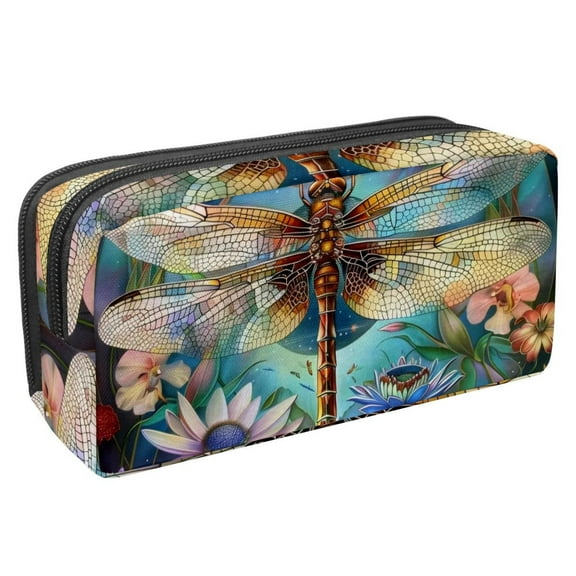 MUOOUM Pencil Case, Flowers and Dragonfly Painting Large Capacity Pencil Pouch Stationery Pen Bag