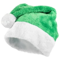 KONTONTY Green Plush Christmas Santa Hat for Adults Warm and Comfortable for Xmas Party Supplies 7.5 Inches