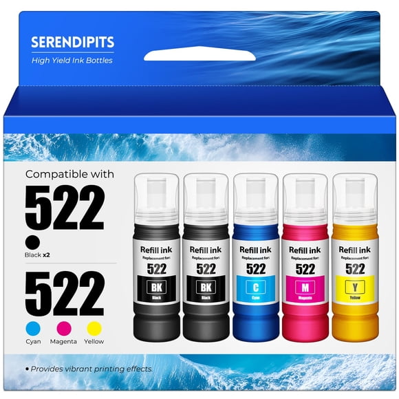 Botellas de recarga de tinta SERENDIPITS 522 para ET-2800 ET-2400 ET-4800