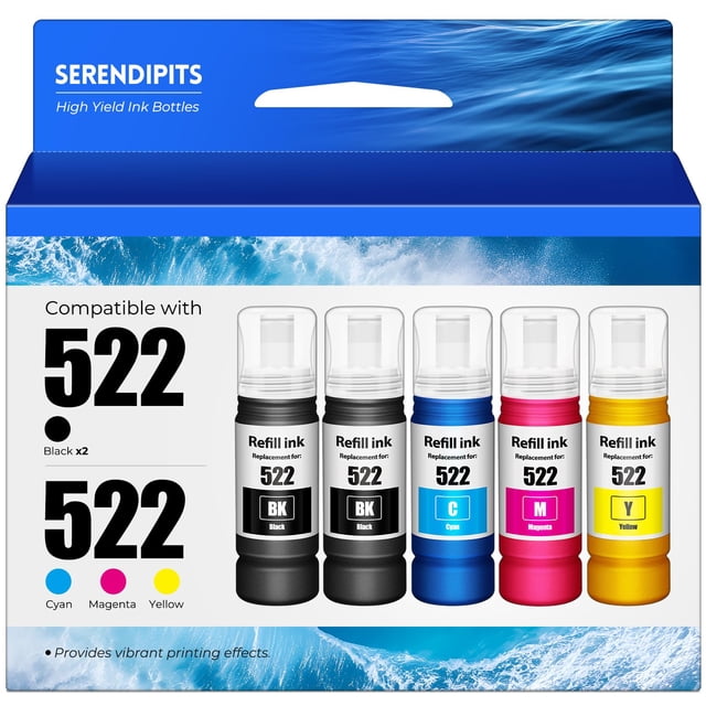 Botellas de recarga de tinta SERENDIPITS 522 para ET-2800 ET-2400 ET-4800